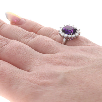 Amethyst and Diamond Women's Ring White Gold