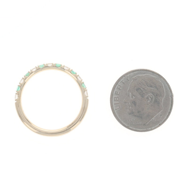 .58ctw Diamond and Emerald Band Yellow Gold