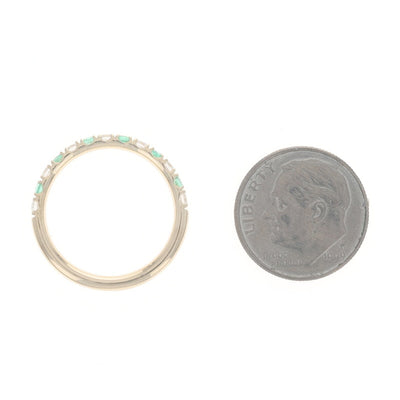 .58ctw Diamond and Emerald Band Yellow Gold