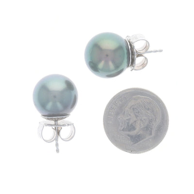 Cultured Tahitian Pearl Earrings White Gold