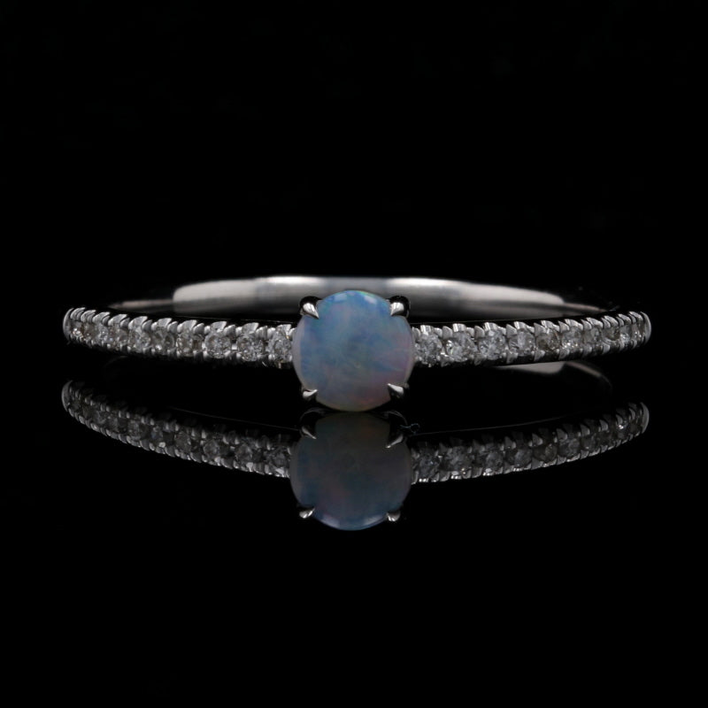 Opal and Diamond Ring White Gold