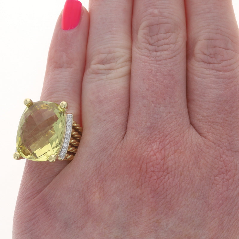 David Yurman .20ctw Lemon Quartz and Diamond Ring Yellow Gold