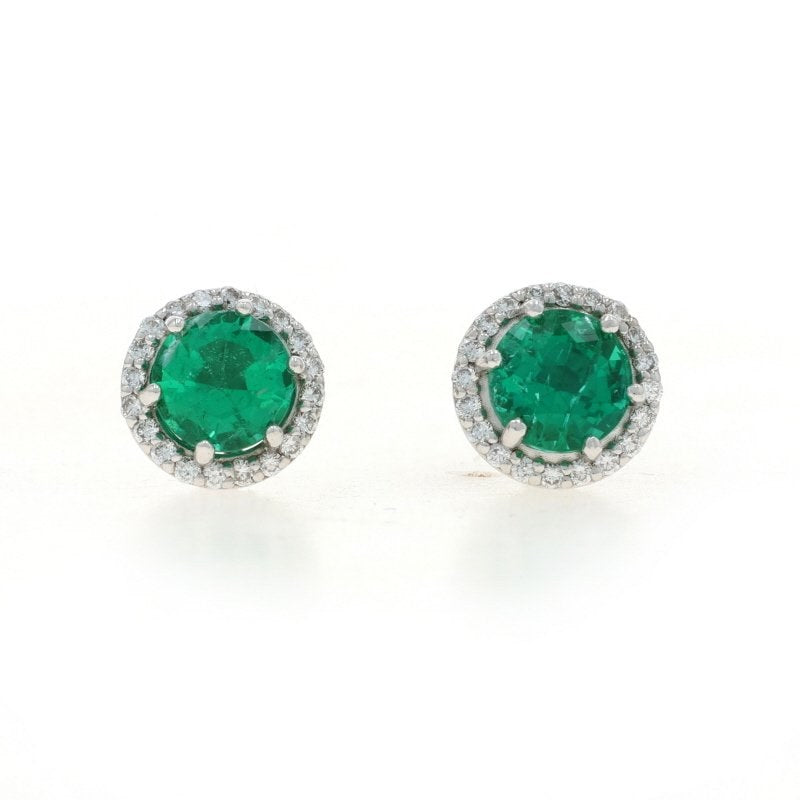 .94ctw Emerald and Diamond Women's Earrings White Gold