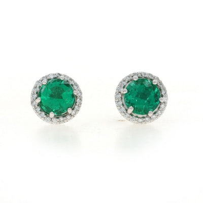 .94ctw Emerald and Diamond Women's Earrings White Gold