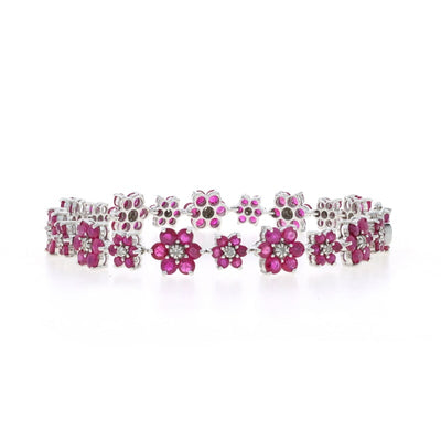 8.07ctw Ruby and Diamond Women's Bracelet White Gold