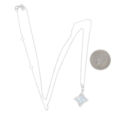 .93ctw Blue Topaz and Diamond Pendant Necklace White Gold