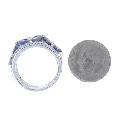 4.50ctw Sapphire and Diamond Band White Gold