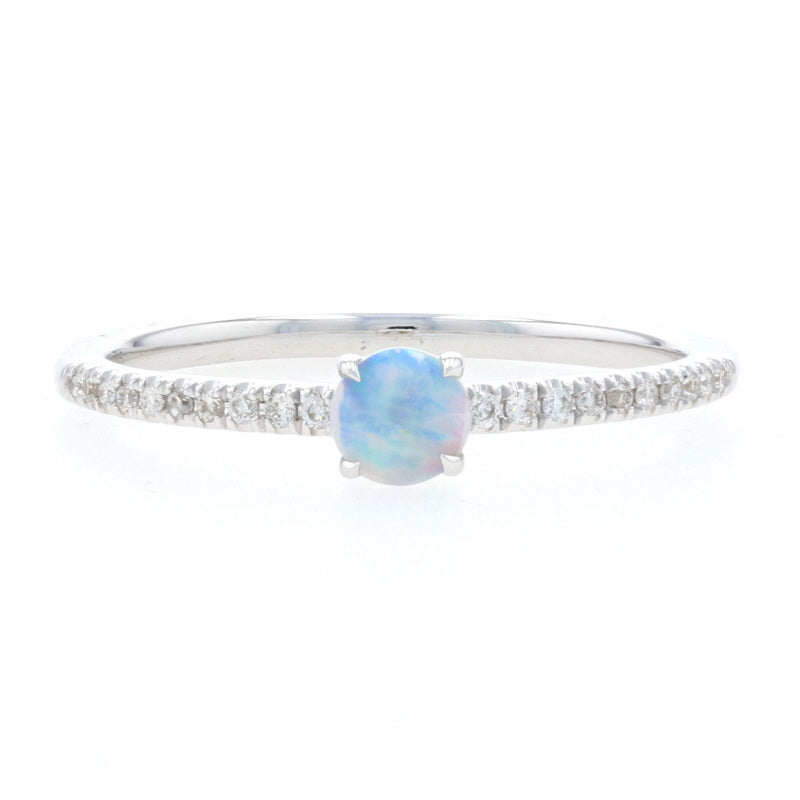 Opal and Diamond Ring White Gold