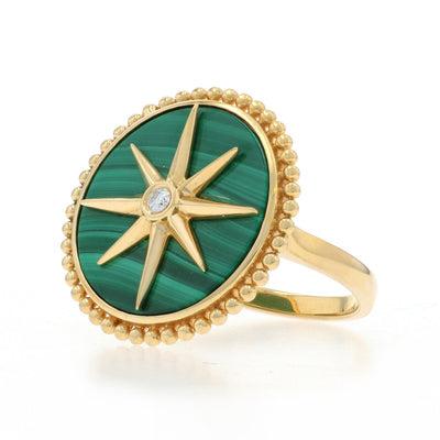 Malachite and Diamond Ring Yellow Gold