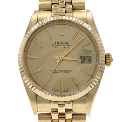 Rolex Oyster Perpetual Date Mens Watch 15037 Yellow Gold Automatic