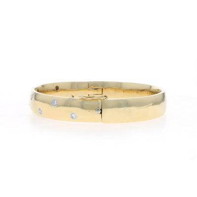 Flush Set Hinged Bangle .45ctw Diamond Women's Bracelet Yellow Gold