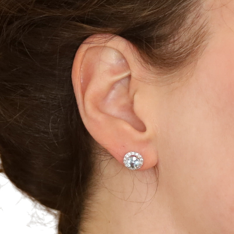 1.59ctw Aquamarine and Diamond Earrings White Gold