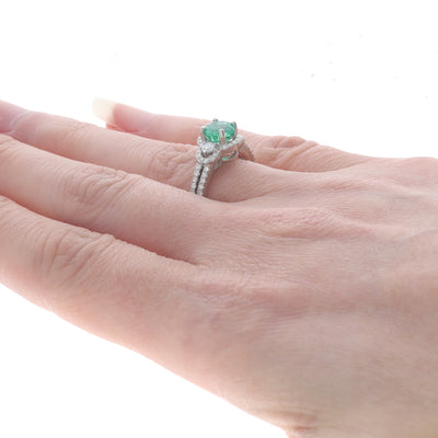 1.46ctw Emerald and Diamond Ring White Gold