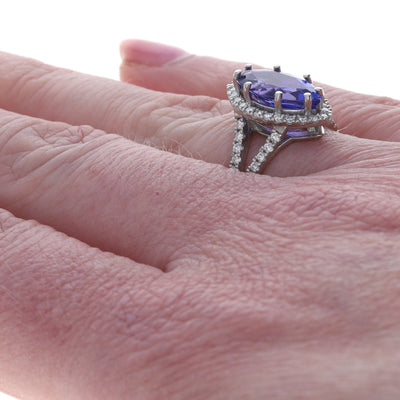 3.20ctw Tanzanite and Diamond Ring White Gold