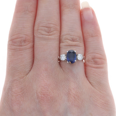 2.97ctw Sapphire and Diamond Ring White Gold