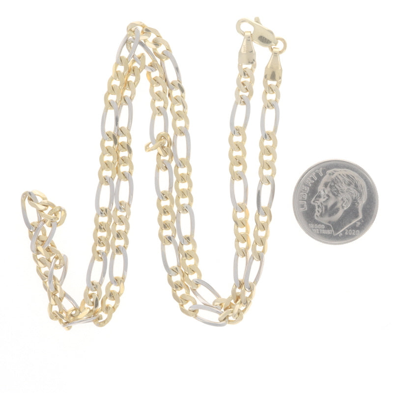 Diamond Cut Figaro Chain Necklace Yellow Gold