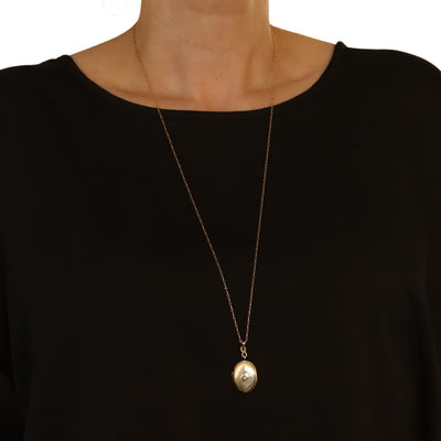 Monica Rich Kosann Infinity Locket and 30" Necklace Diamond Pendant Necklace Yellow Gold