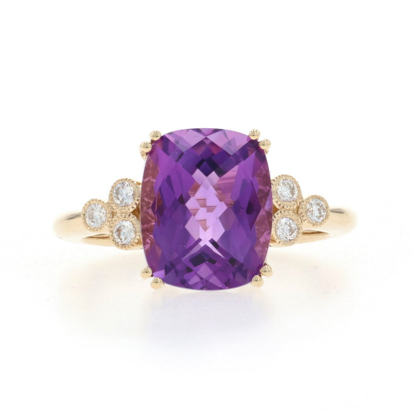 4.11ctw Amethyst and Diamond Ring Yellow Gold