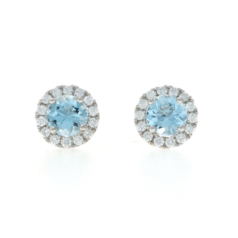 1.59ctw Aquamarine and Diamond Earrings White Gold