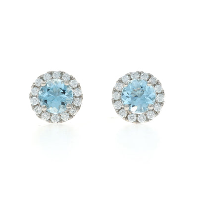 1.59ctw Aquamarine and Diamond Earrings White Gold