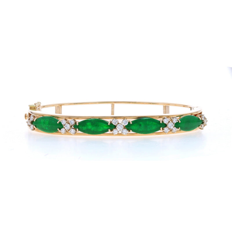 3.44ctw Jadeite and Diamond Bracelet Yellow Gold