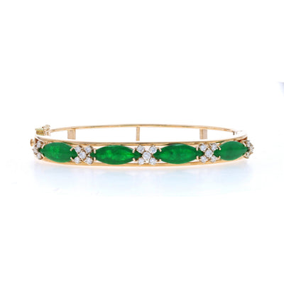 3.44ctw Jadeite and Diamond Bracelet Yellow Gold