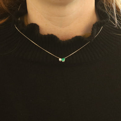 .80ctw Diamond and Emerald Pendant Necklace Yellow Gold