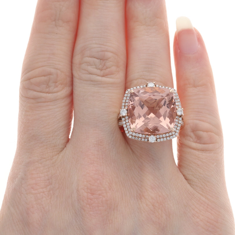 16.57ctw Morganite and Diamond Ring Rose Gold