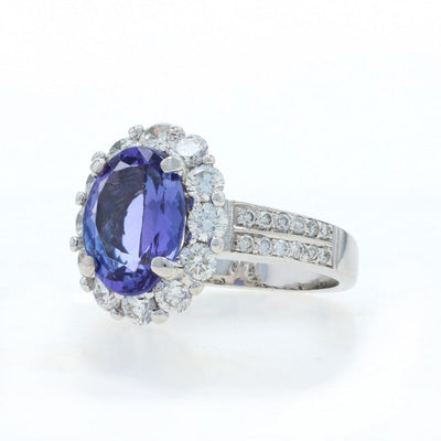 4.81ctw Tanzanite and Diamond Women's Ring White Gold