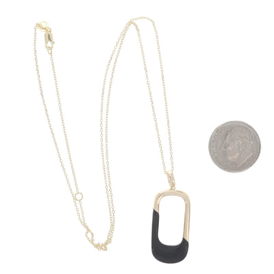 .16ctw Onyx and Diamond Women's Pendant Necklace Yellow Gold