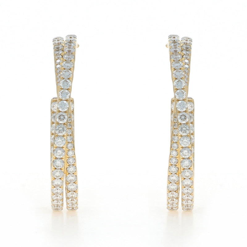 David Yurman Crossover Pave Hoop Earrings 1.75in 3.31ctw Diamond Earrings Yellow Gold