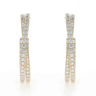 David Yurman Crossover Pave Hoop Earrings 1.75in 3.31ctw Diamond Earrings Yellow Gold