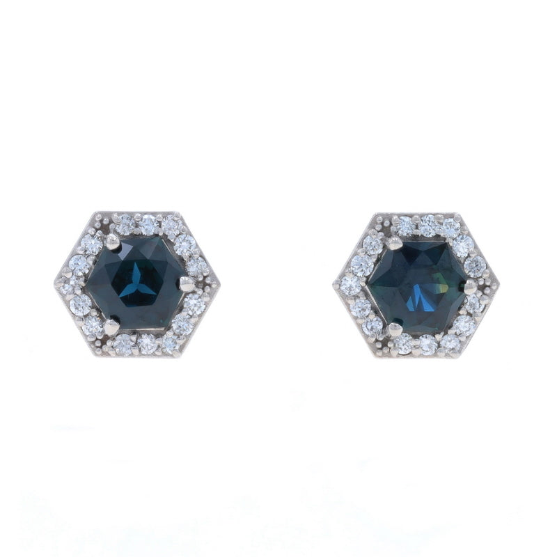 1.62ctw Sapphire and Diamond Earrings White Gold