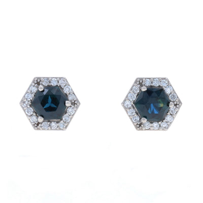 1.62ctw Sapphire and Diamond Earrings White Gold