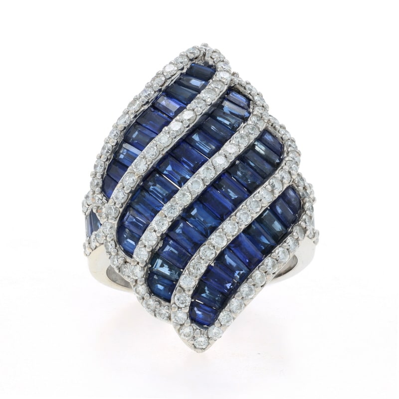 8.39ctw Sapphire and Diamond Women's Ring White Gold