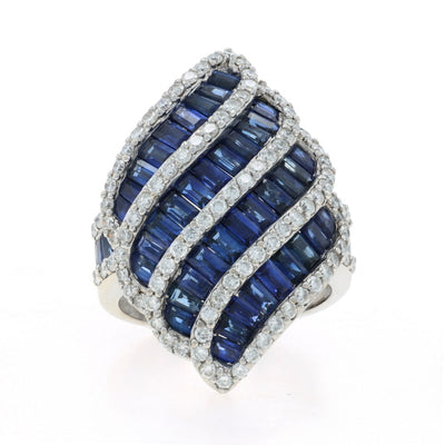8.39ctw Sapphire and Diamond Women's Ring White Gold