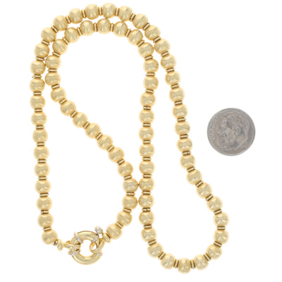 Beaded Strand Necklace Yellow Gold
