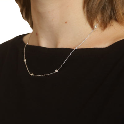 1.00ctw Diamond Diamond Cut Cable Chain Station Necklace White Gold