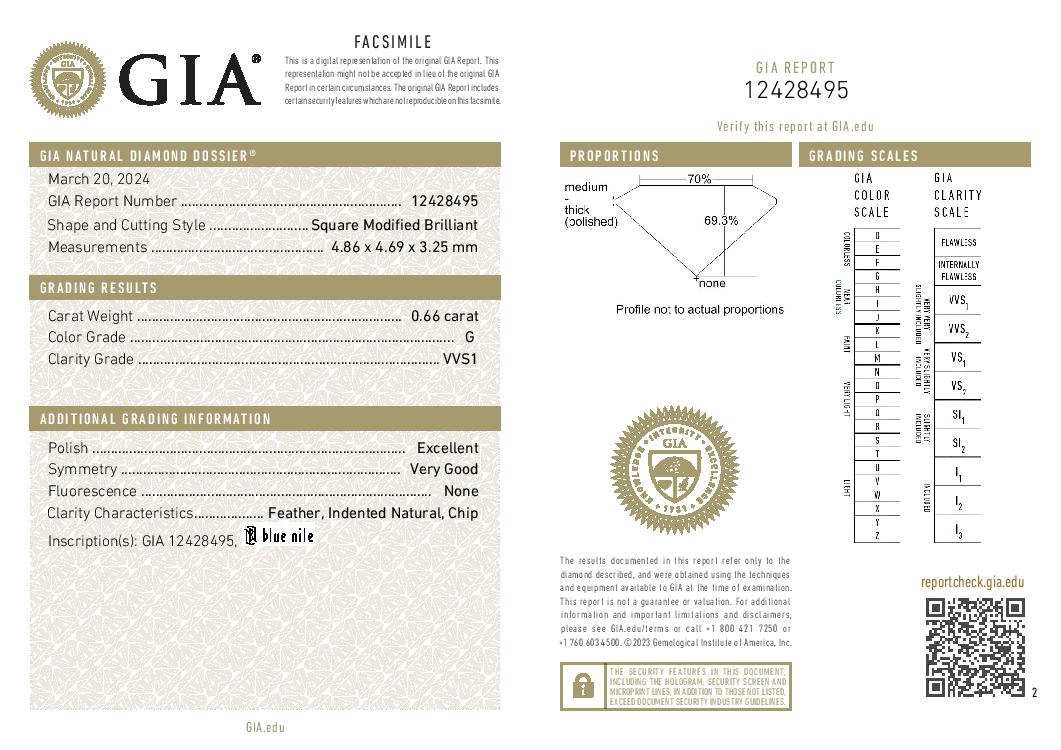 .66ct Loose Diamond Princess Diamond GIA