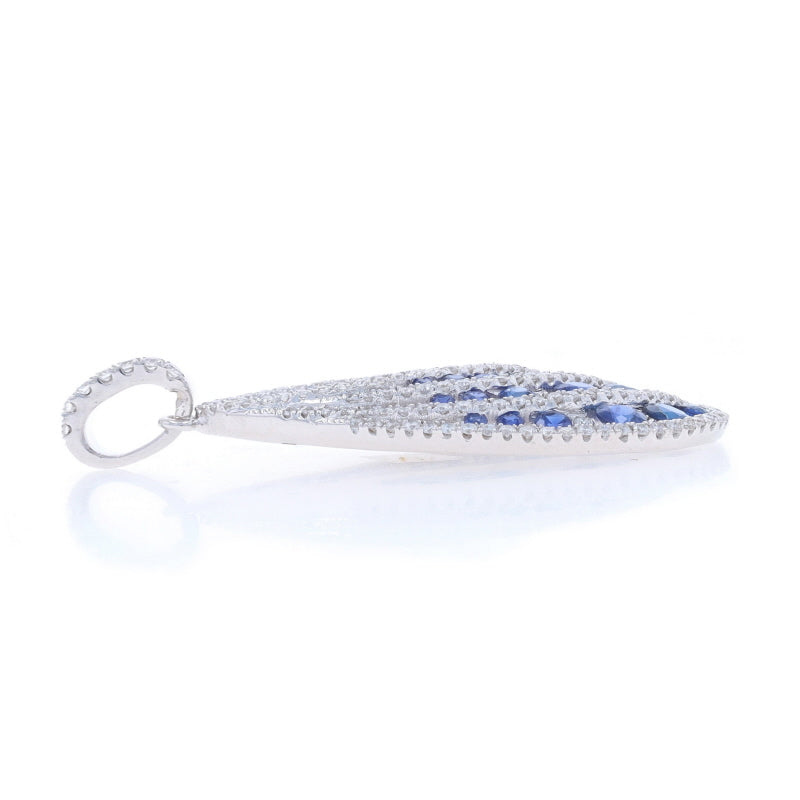 1.65ctw Sapphire and Diamond Pendant White Gold