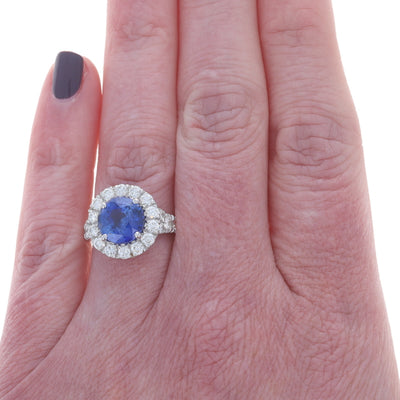 5.54ctw Sapphire and Diamond Ring White Gold
