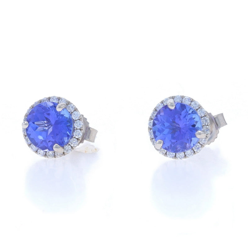 1.98ctw Tanzanite and Diamond Earrings White Gold