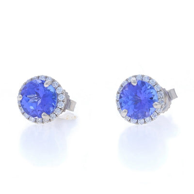 1.98ctw Tanzanite and Diamond Earrings White Gold