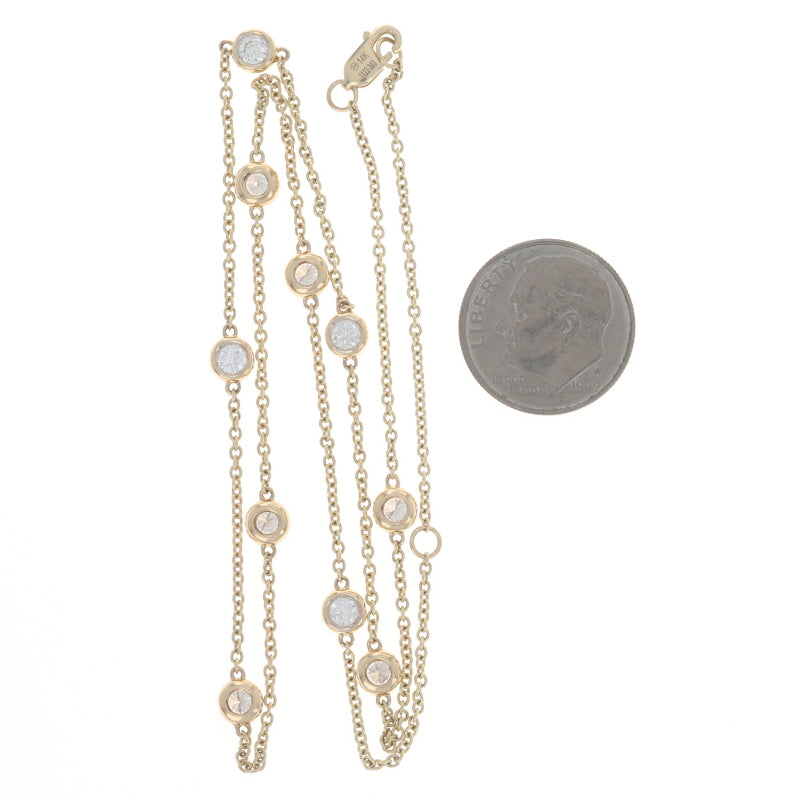 1.00ctw Diamond Diamond Cut Cable Chain Station Necklace Yellow Gold