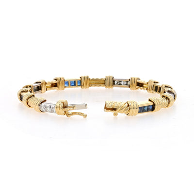 Charles Turi 2.40ctw Sapphire and Diamond Bracelet Yellow Gold