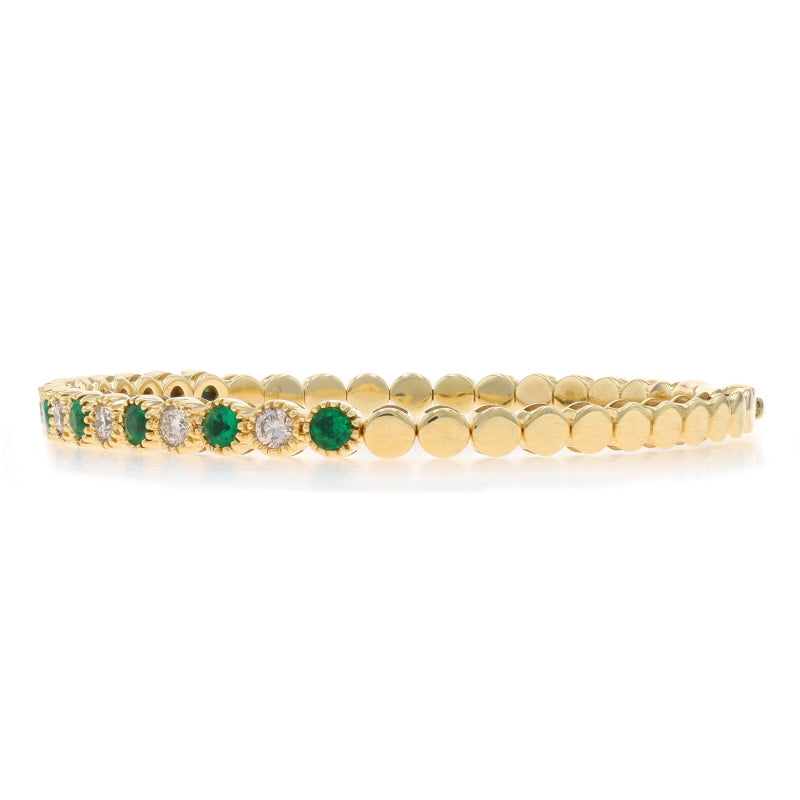 2.12ctw Emerald and Diamond Bracelet Yellow Gold