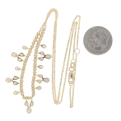 .85ctw Diamond Beaded Dangle Necklace Yellow Gold