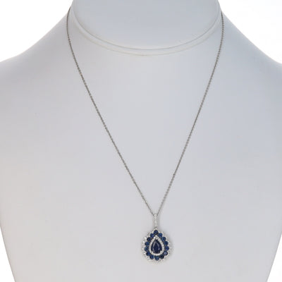 2.58ctw Sapphire and Diamond Pendant Necklace White Gold
