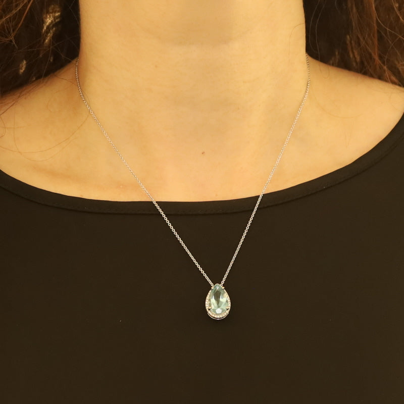 4.61ctw Aquamarine and Diamond Pendant Necklace White Gold