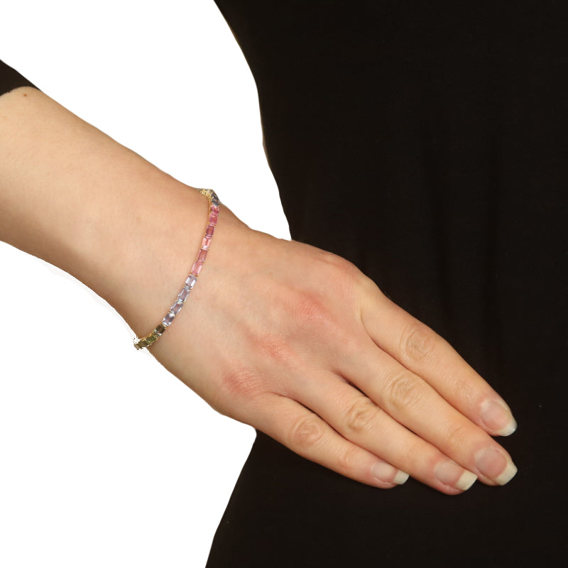 6.39 CTTW Rainbow Sapphire Bracelet in Rose Gold | New York Jewelers Chicago